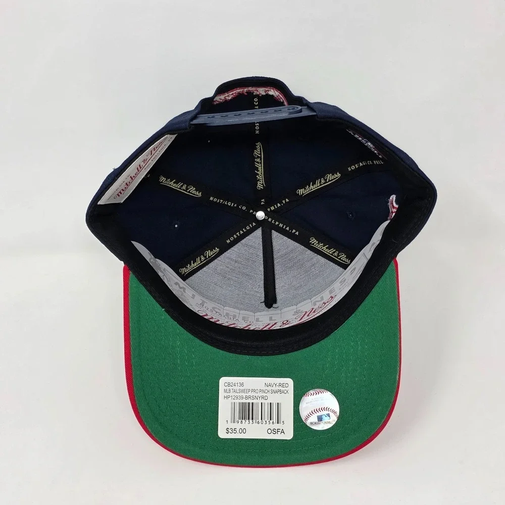 Mitchell & Ness Boston Red Sox MLB Snapback Hat‎ Cap 3D Logo Spell Out Navy/Red